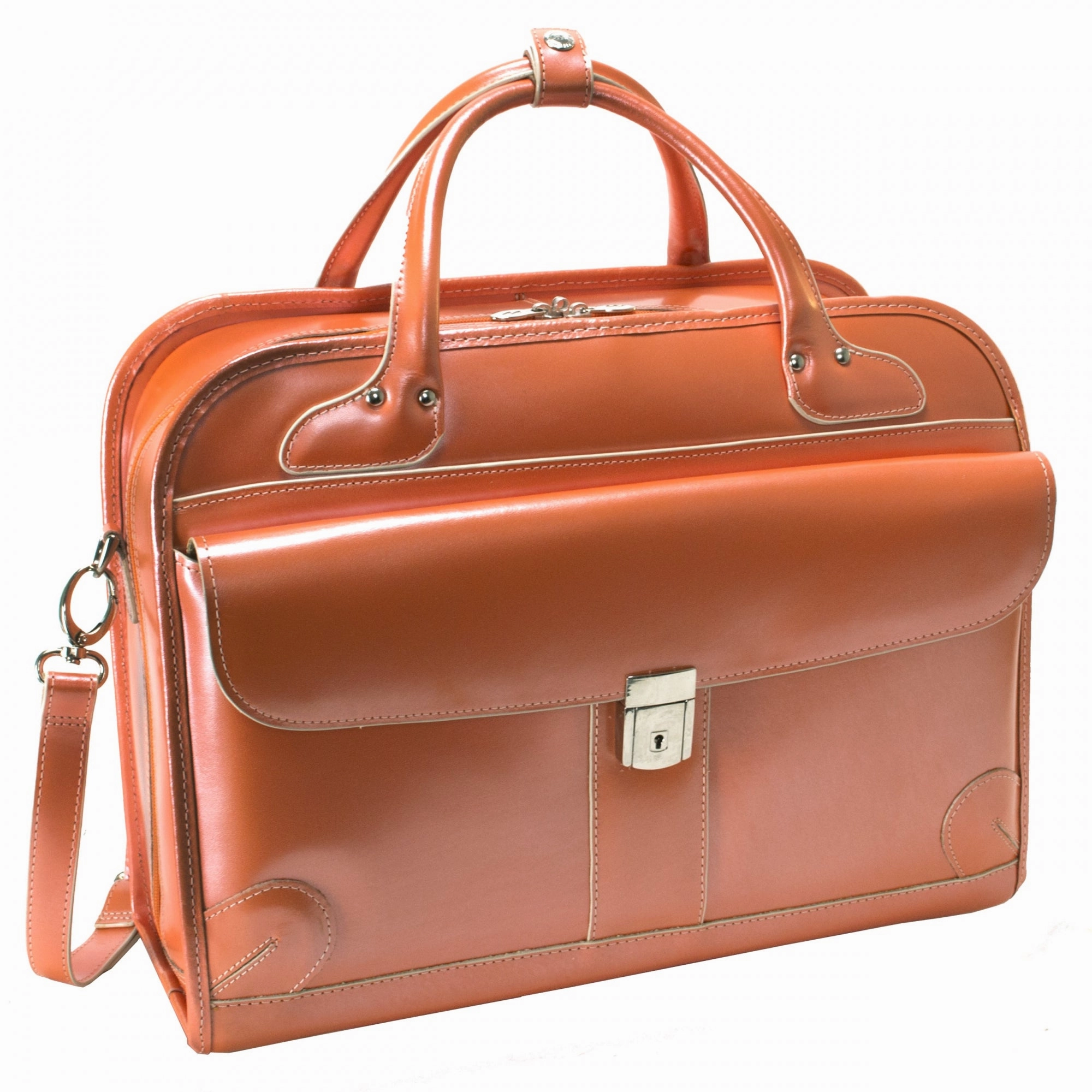 McKlein USA Lakewood Ladies' Leather Fly-Through Checkpoint-Friendly Detachable Wheeled Briefcase