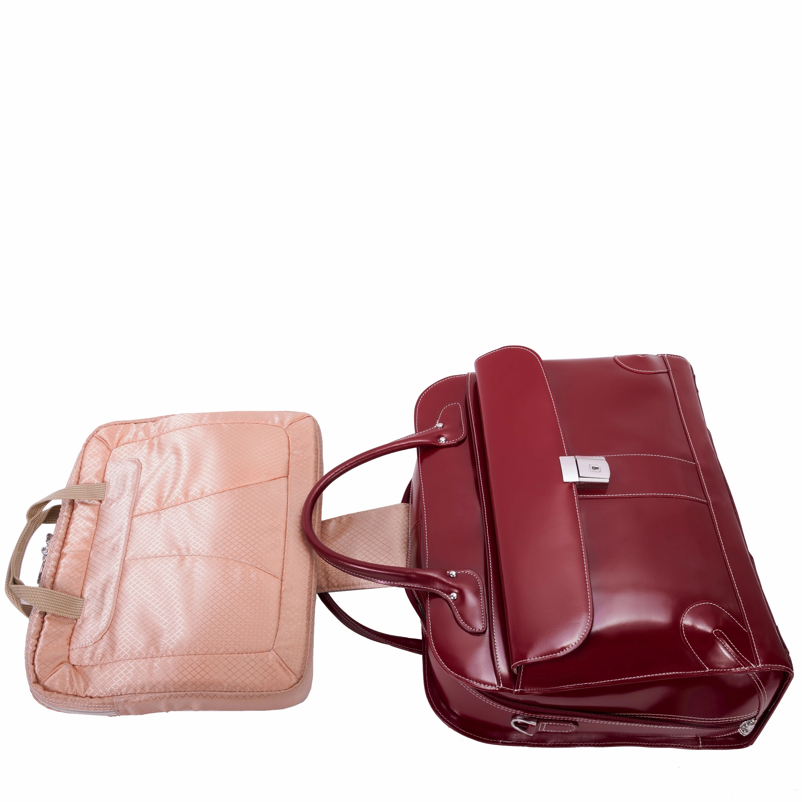 McKlein USA Lakewood Ladies' Leather Fly-Through Checkpoint-Friendly Detachable Wheeled Briefcase