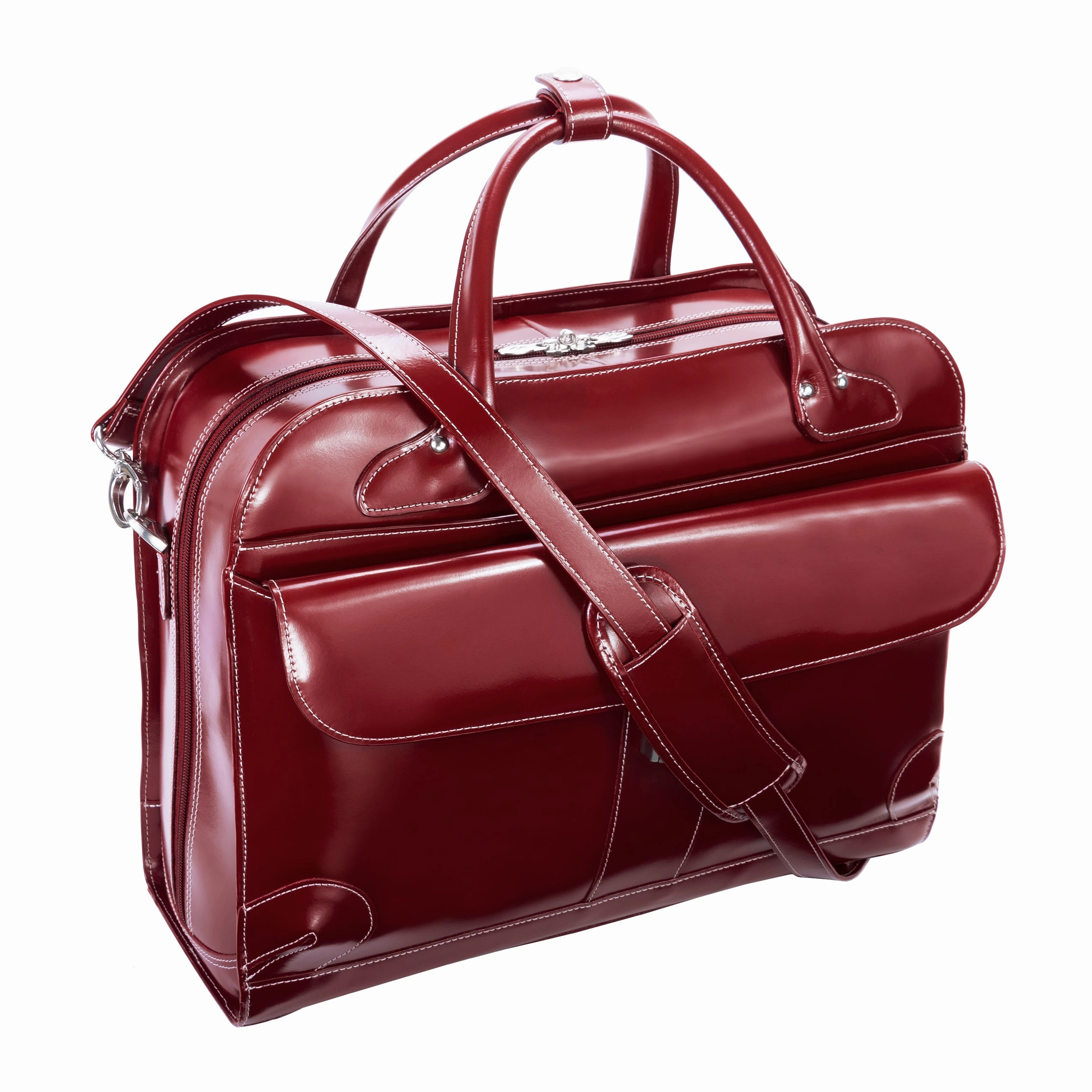 McKlein USA Lakewood Ladies' Leather Fly-Through Checkpoint-Friendly Detachable Wheeled Briefcase