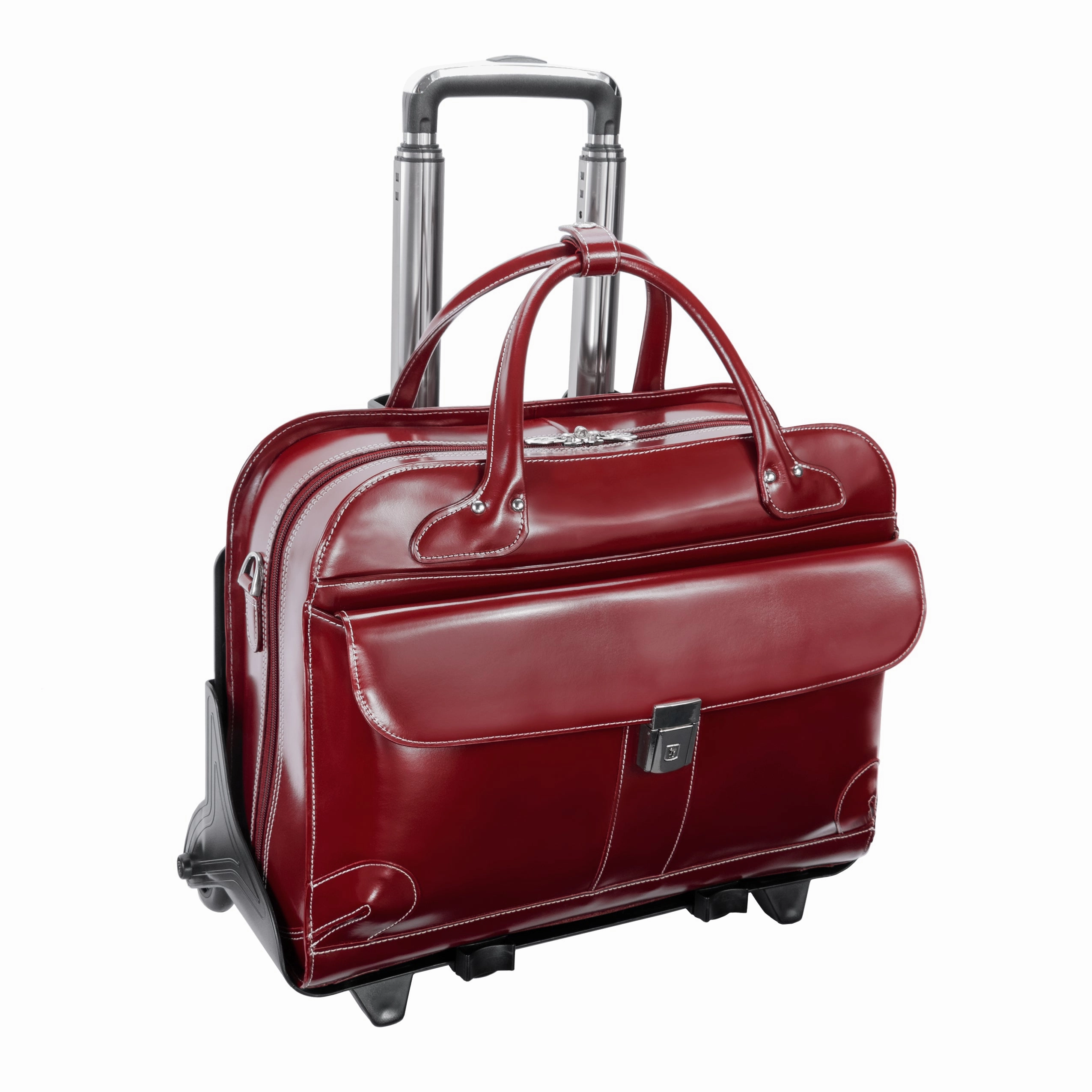 McKlein USA Lakewood Ladies' Leather Fly-Through Checkpoint-Friendly Detachable Wheeled Briefcase
