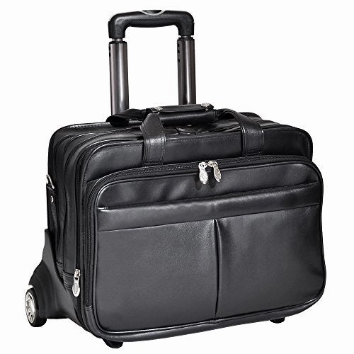 McKlein USA Roosevelt 17" Leather Wheeled Laptop Briefcase w/ Removable Sleeve