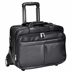McKlein USA Roosevelt 17" Leather Wheeled Laptop Briefcase w/ Removable Sleeve