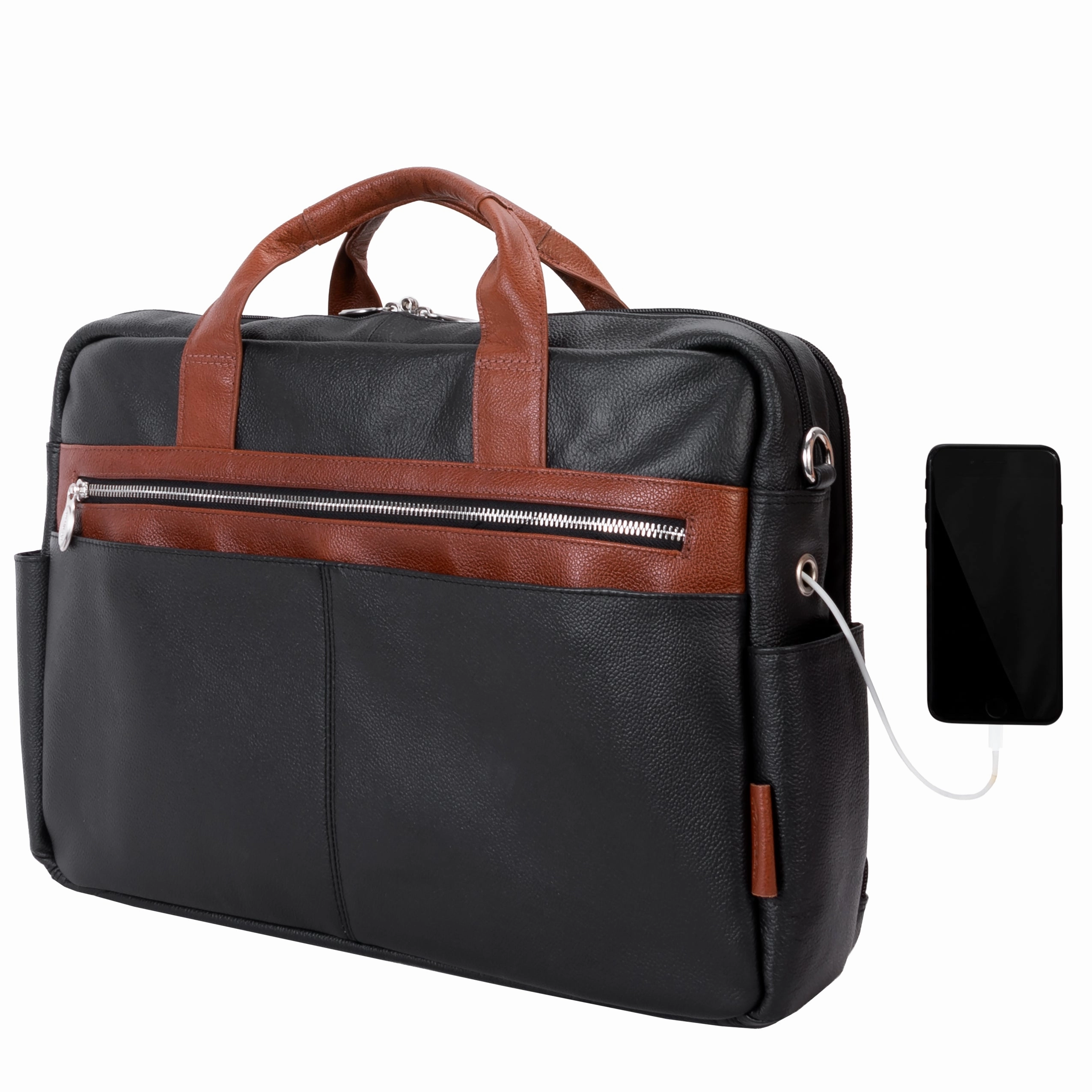 McKlein USA Southport 17" Leather Two-Tone Dual-Compartment Laptop & Tablet Briefcase