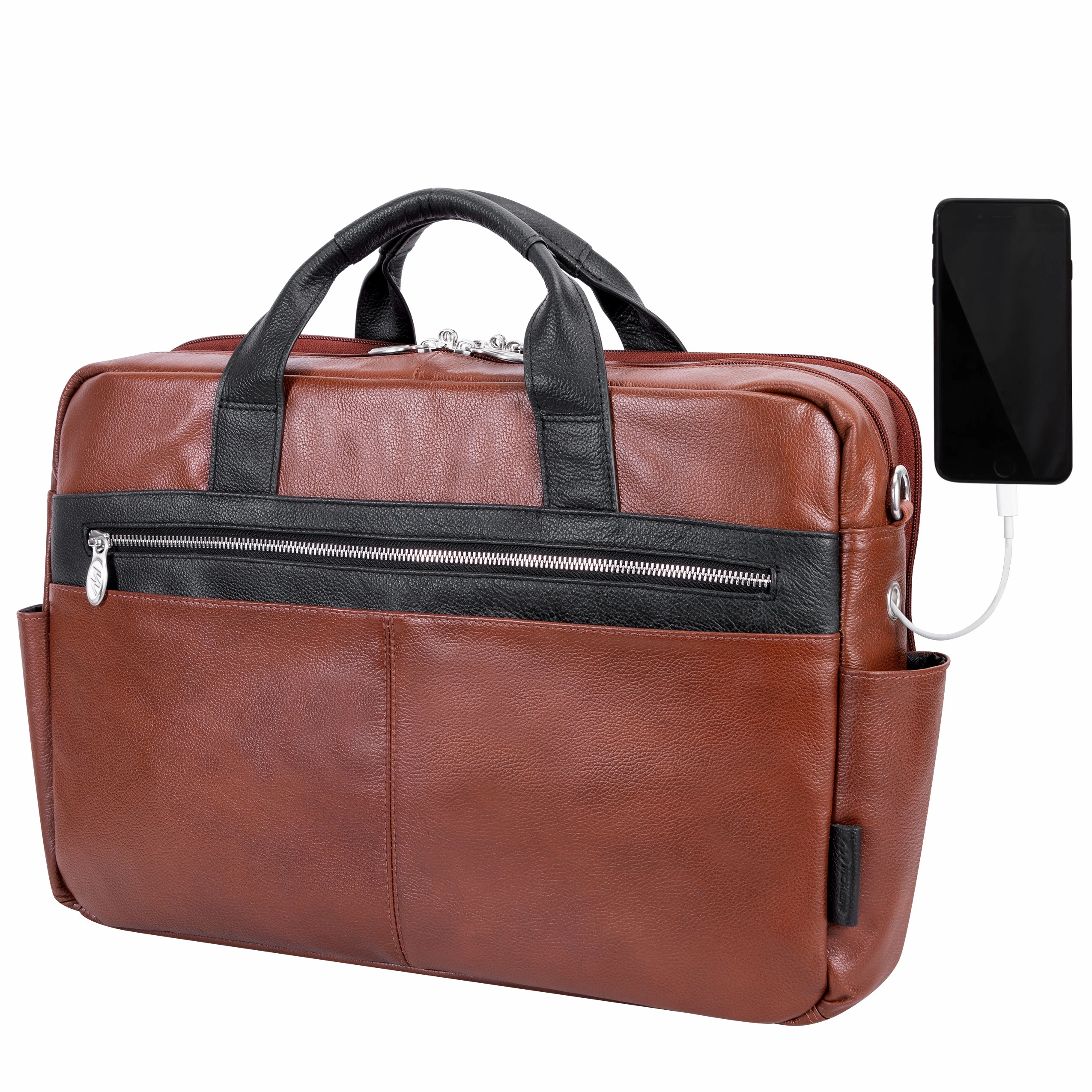 McKlein USA Southport 17" Leather Two-Tone Dual-Compartment Laptop & Tablet Briefcase