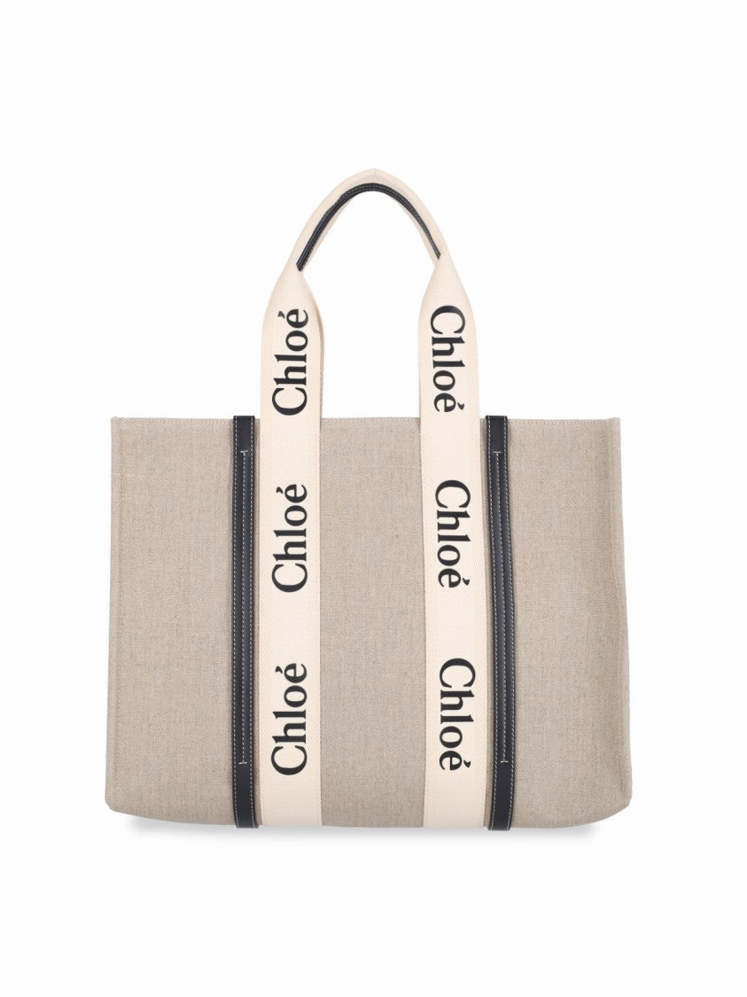Medium "Woody" Tote Bag  Beige