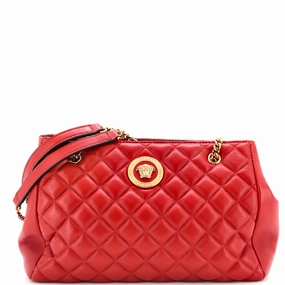 Medusa Icon Open Chain Tote Quilted Leather Small
