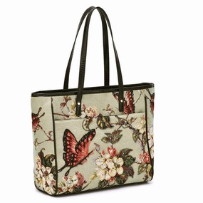 Mellow World Floral Hand Beaded Embroidered Laptop Tablet Large Leather Business Travel Tote Bag