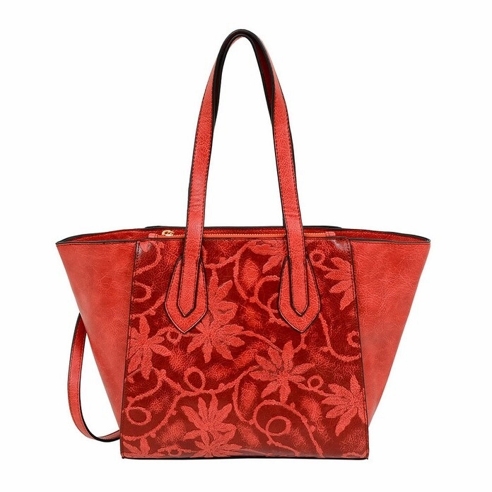 Mellow World Marissa Tote with Embossed Floral Print