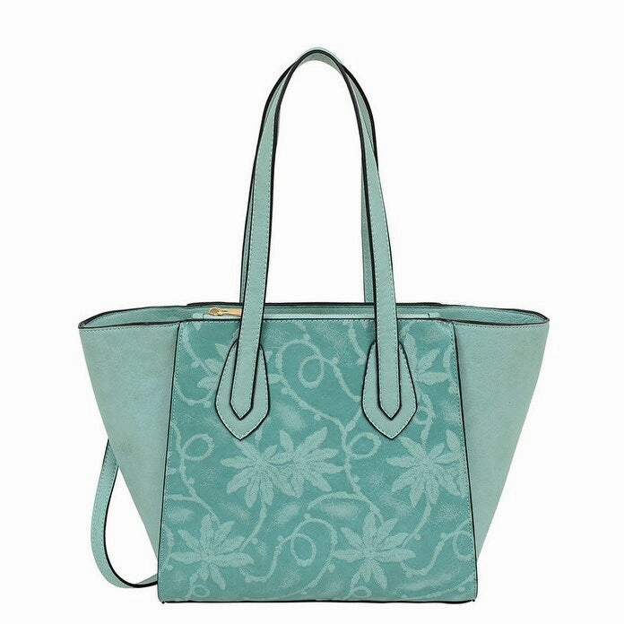 Mellow World Marissa Tote with Embossed Floral Print