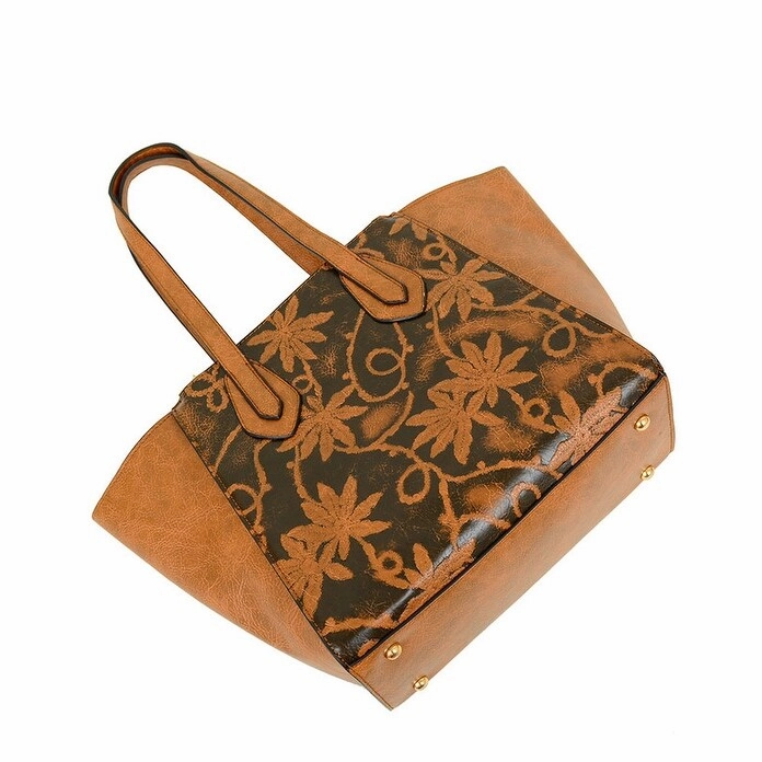 Mellow World Marissa Tote with Embossed Floral Print