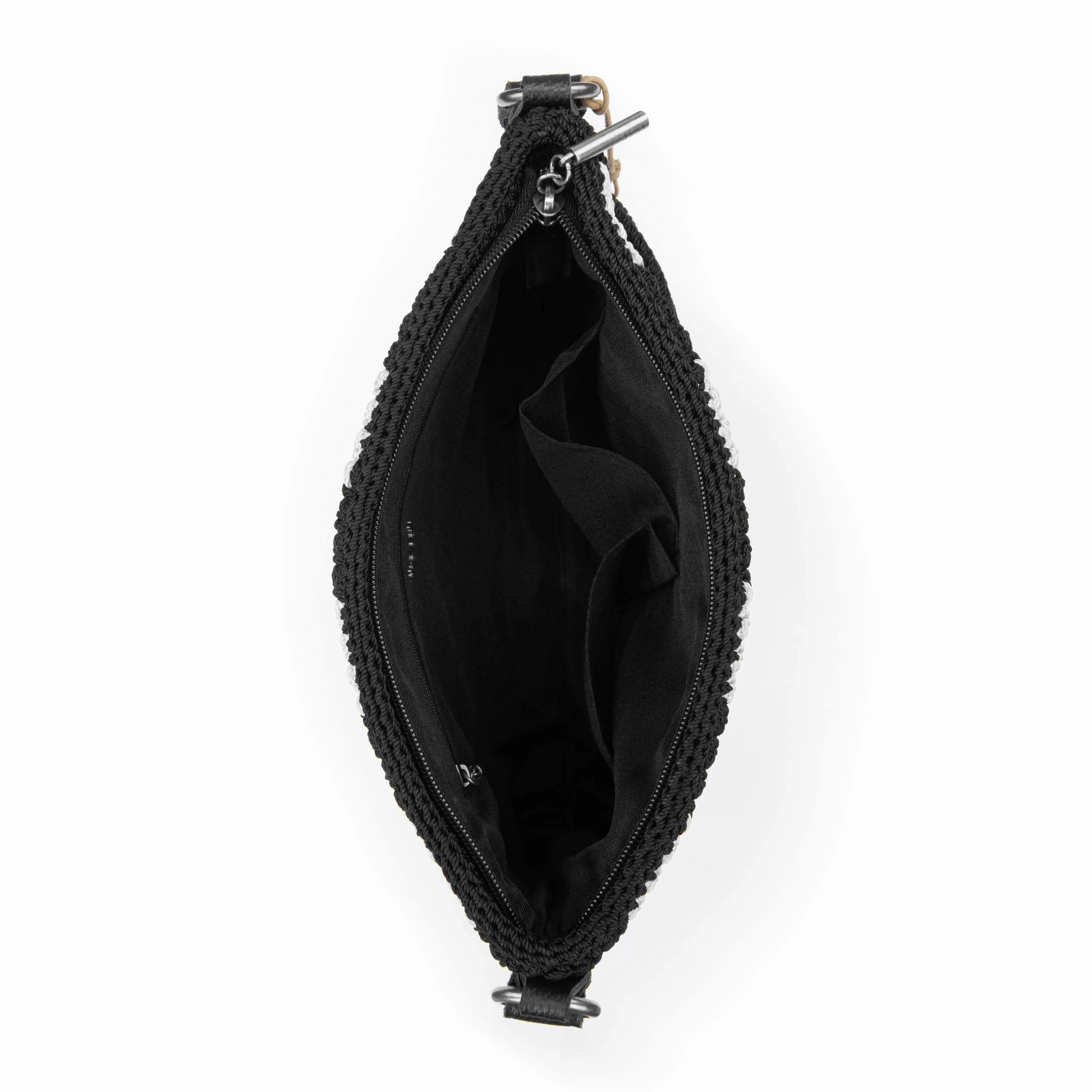 Melrose Crossbody - Hand Crochet - Black Stripe