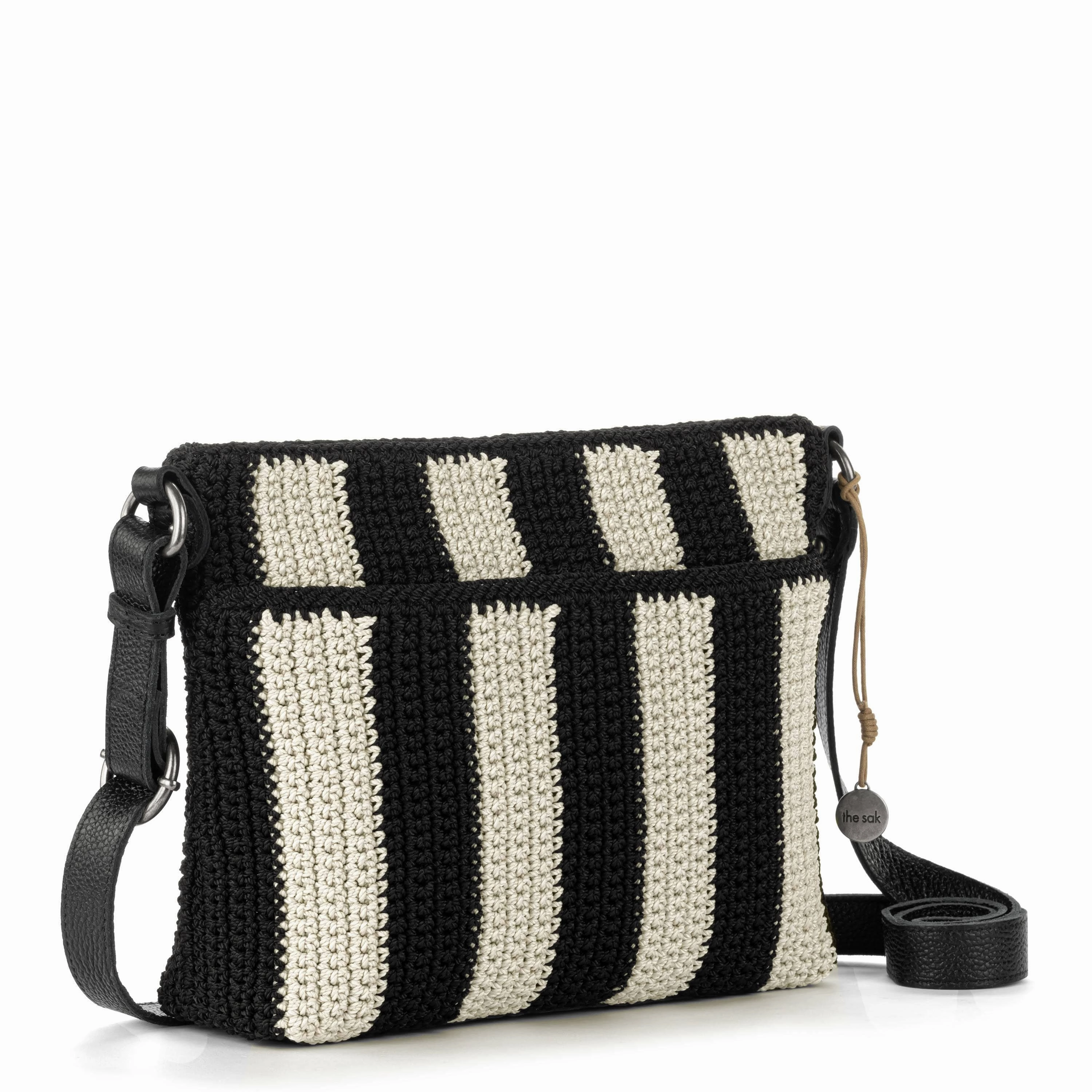 Melrose Crossbody - Hand Crochet - Black Stripe