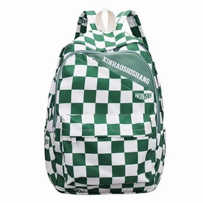 Men Colorblock Plaid Nylon Backpack 1228
