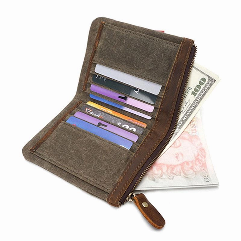 Mens Canvas Small Wallet for men Bifold Cool Men billfold Small Wallet