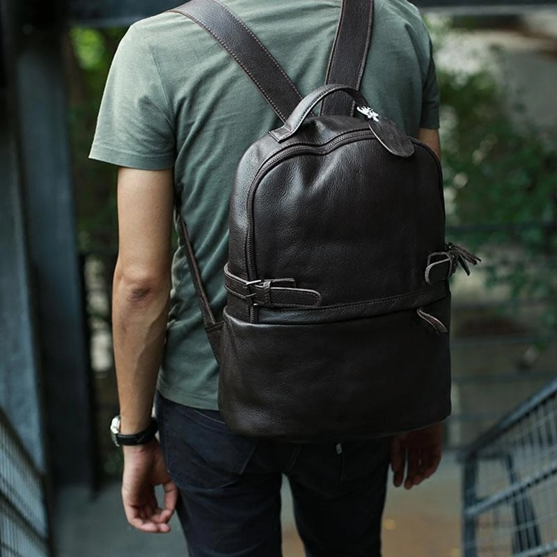 Mens Leather Backpack Cool Travel Backpacks Laptop Backpack for men