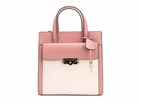 Michael Kors Cece Small Pink PVC North South Flap Tote Crossbody Bag Purse