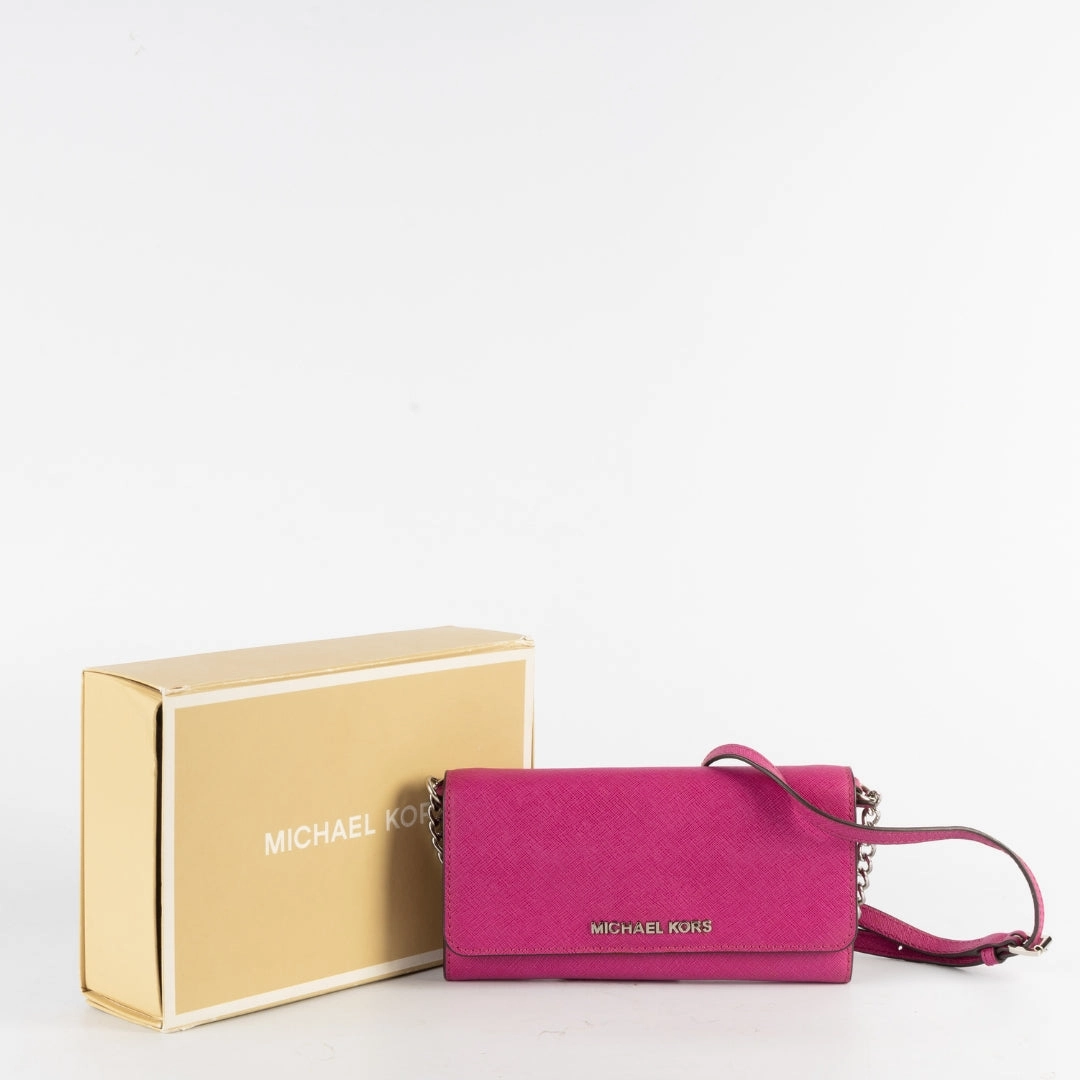 Michael Kors Jet Set Travel Saffiano Leather Chain Wallet