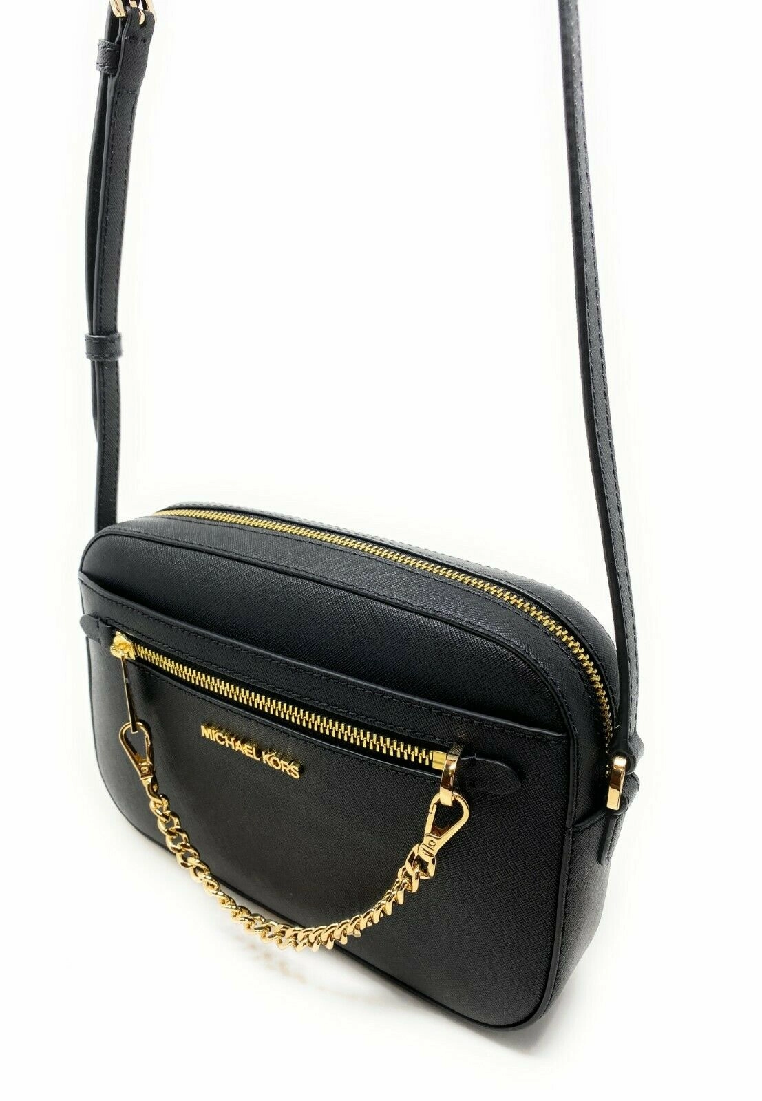 MICHAEL KORS Jet Set Zip ChainSaffiano Leather Crossbody Bag