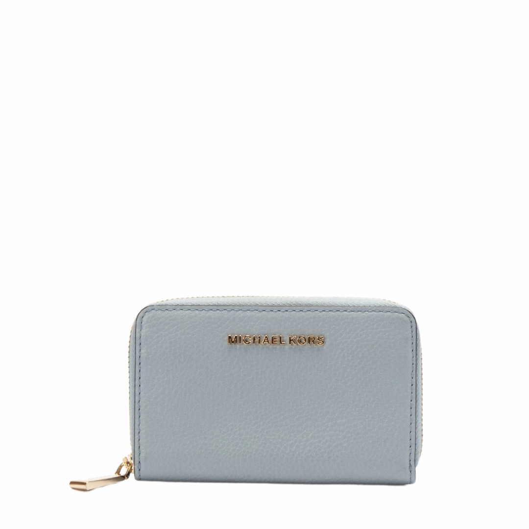 Michael Kors Pale Blue Jet Set Small Leather Zip Around Wallet