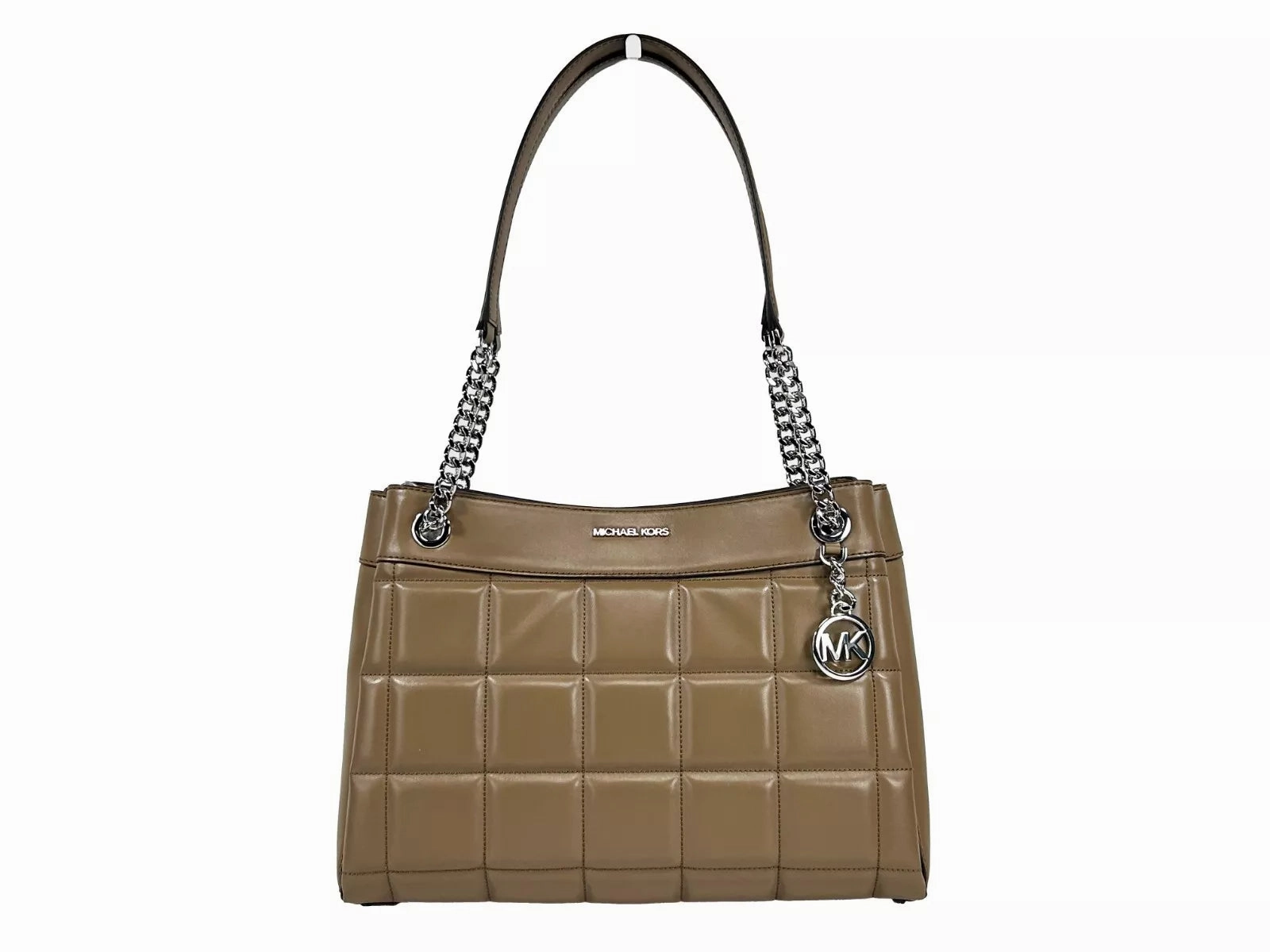 Michael Kors Susan Medium Chain Shoulder Tote Bag Driftwood