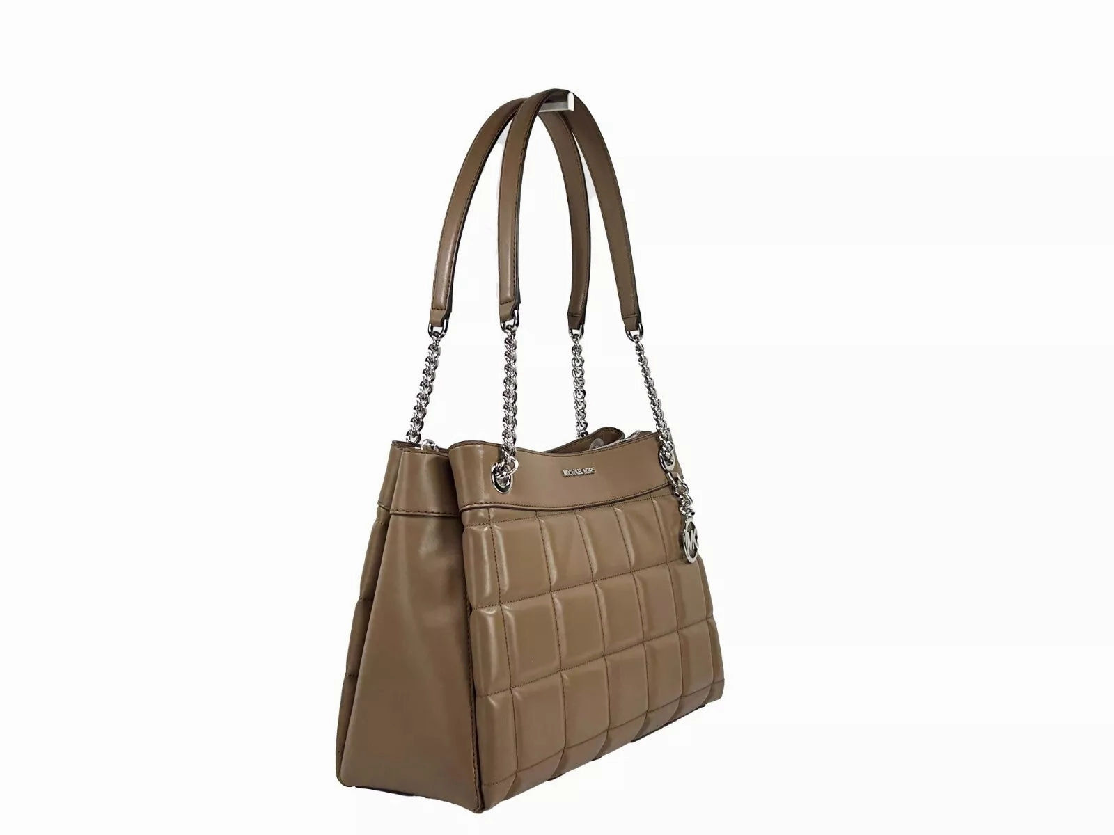 Michael Kors Susan Medium Chain Shoulder Tote Bag Driftwood
