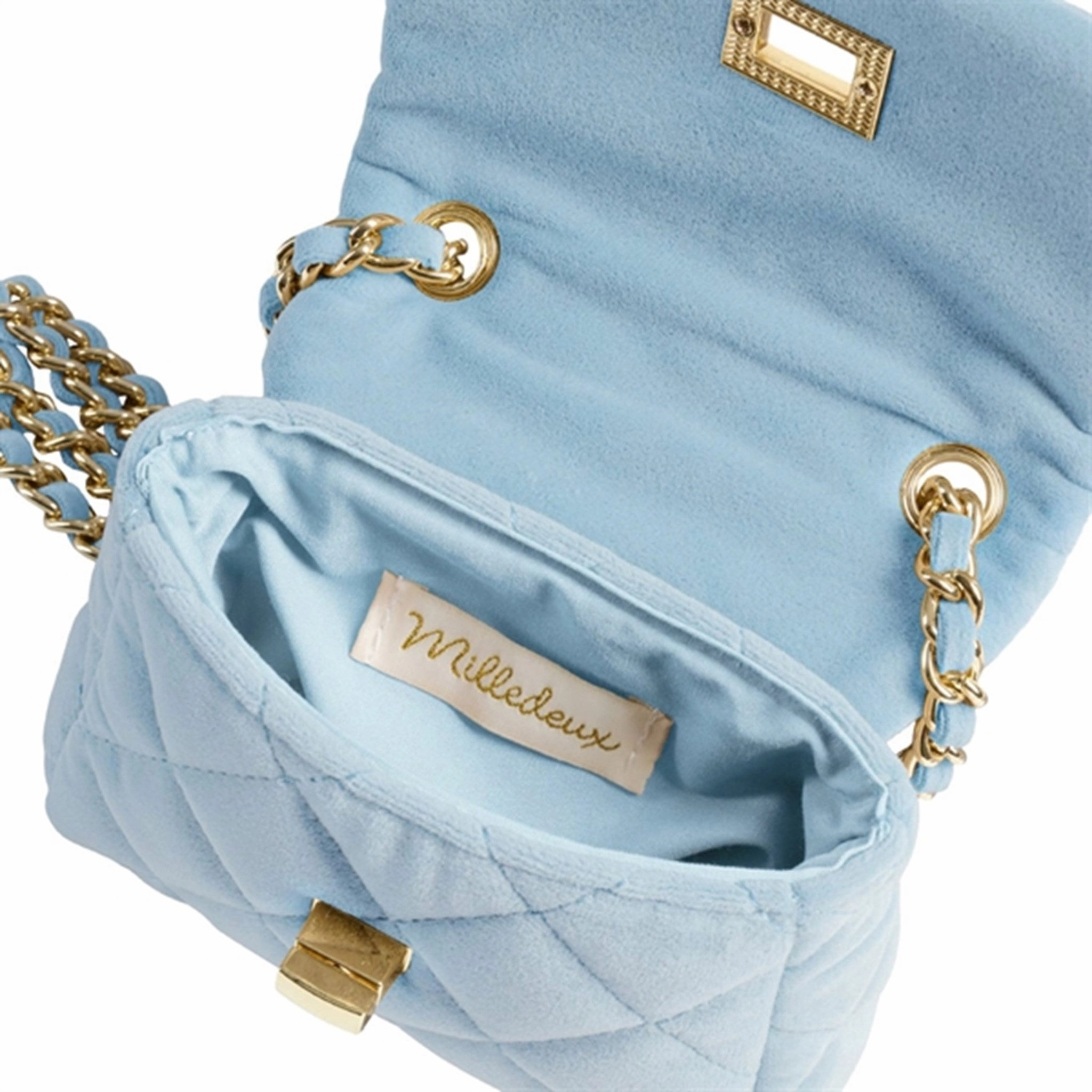 Milledeux Small Velvet Bag Light Blue