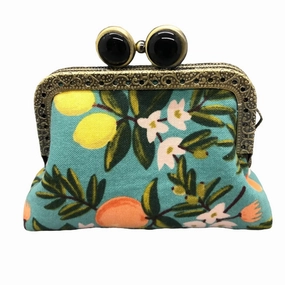 Mini Clutch Coin Purse Birch Citrus Teal–Black