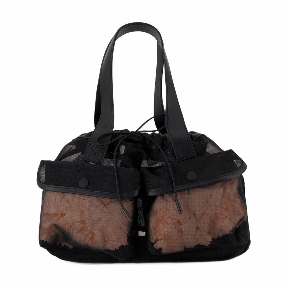 Mini Sheer Stuffed Shopper Bag - Polyester - Black