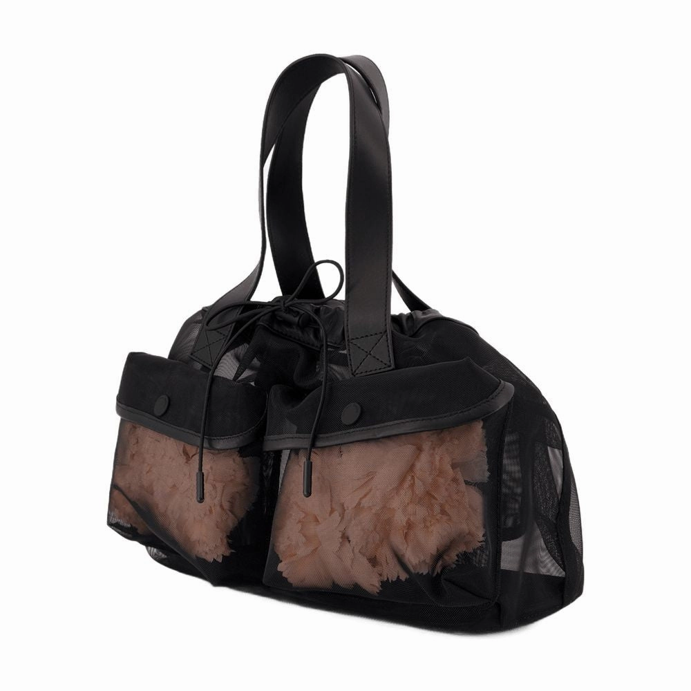 Mini Sheer Stuffed Shopper Bag - Polyester - Black