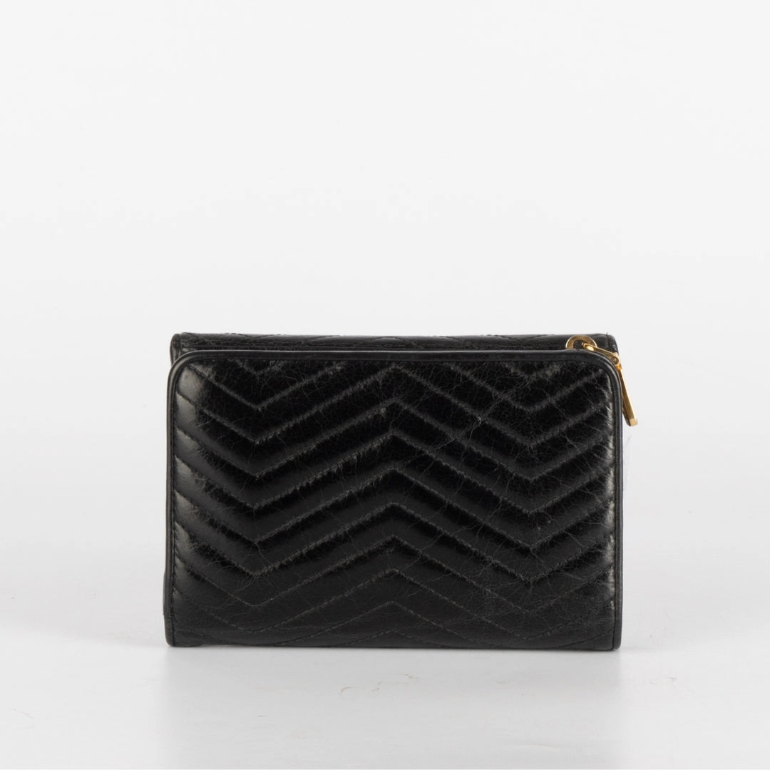 Miu Miu Black Glossy Leather Bow Flap Continental Wallet