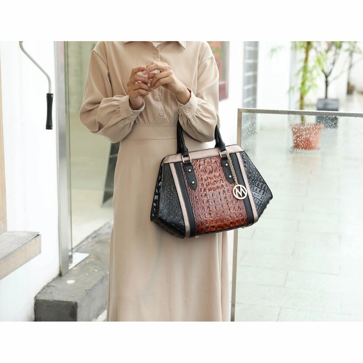 MKF Collection Daisy 2 PCS Croco Satchel bag & Wallet by Mia K.