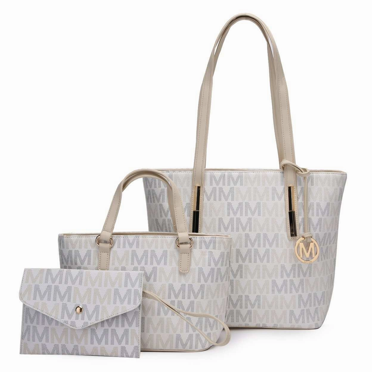 Mkfcollection Aylet Signature Tote Bag And Set Vegan Leather Designer Handbag