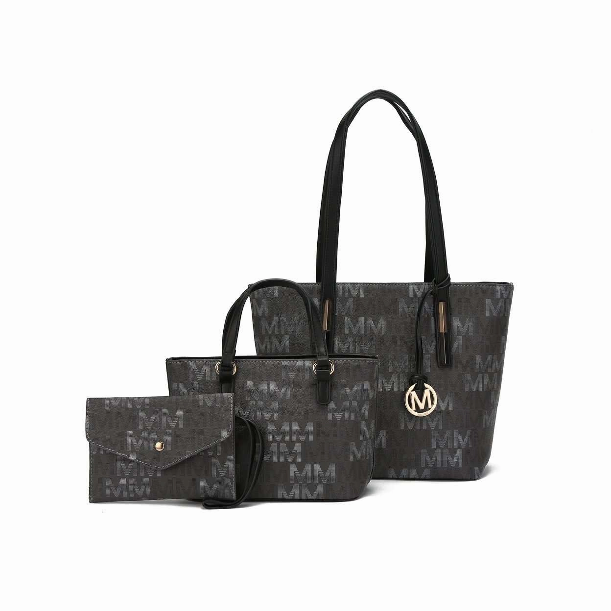 Mkfcollection Aylet Signature Tote Bag And Set Vegan Leather Designer Handbag