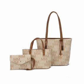 Mkfcollection Aylet Signature Tote Bag And Set Vegan Leather Designer Handbag