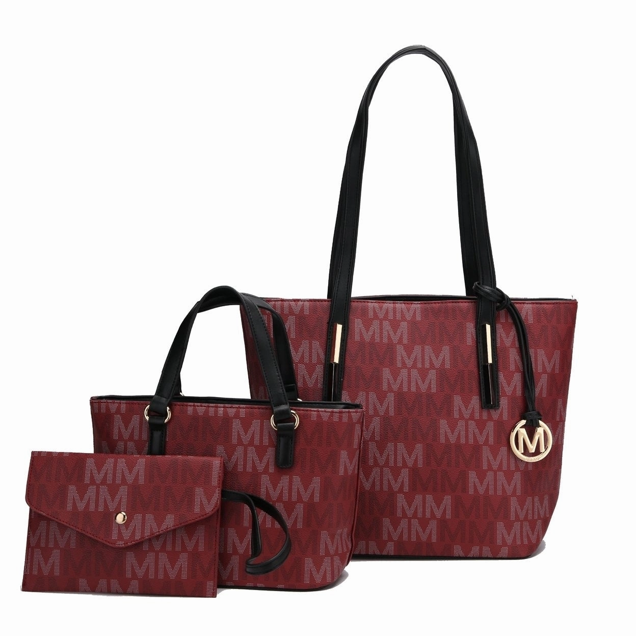 Mkfcollection Aylet Signature Tote Bag And Set Vegan Leather Designer Handbag