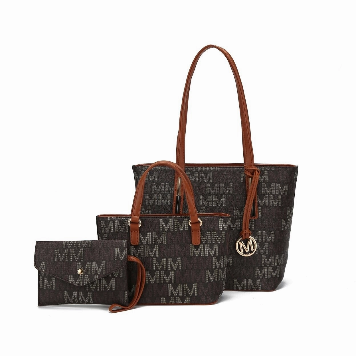 Mkfcollection Aylet Signature Tote Bag And Set Vegan Leather Designer Handbag