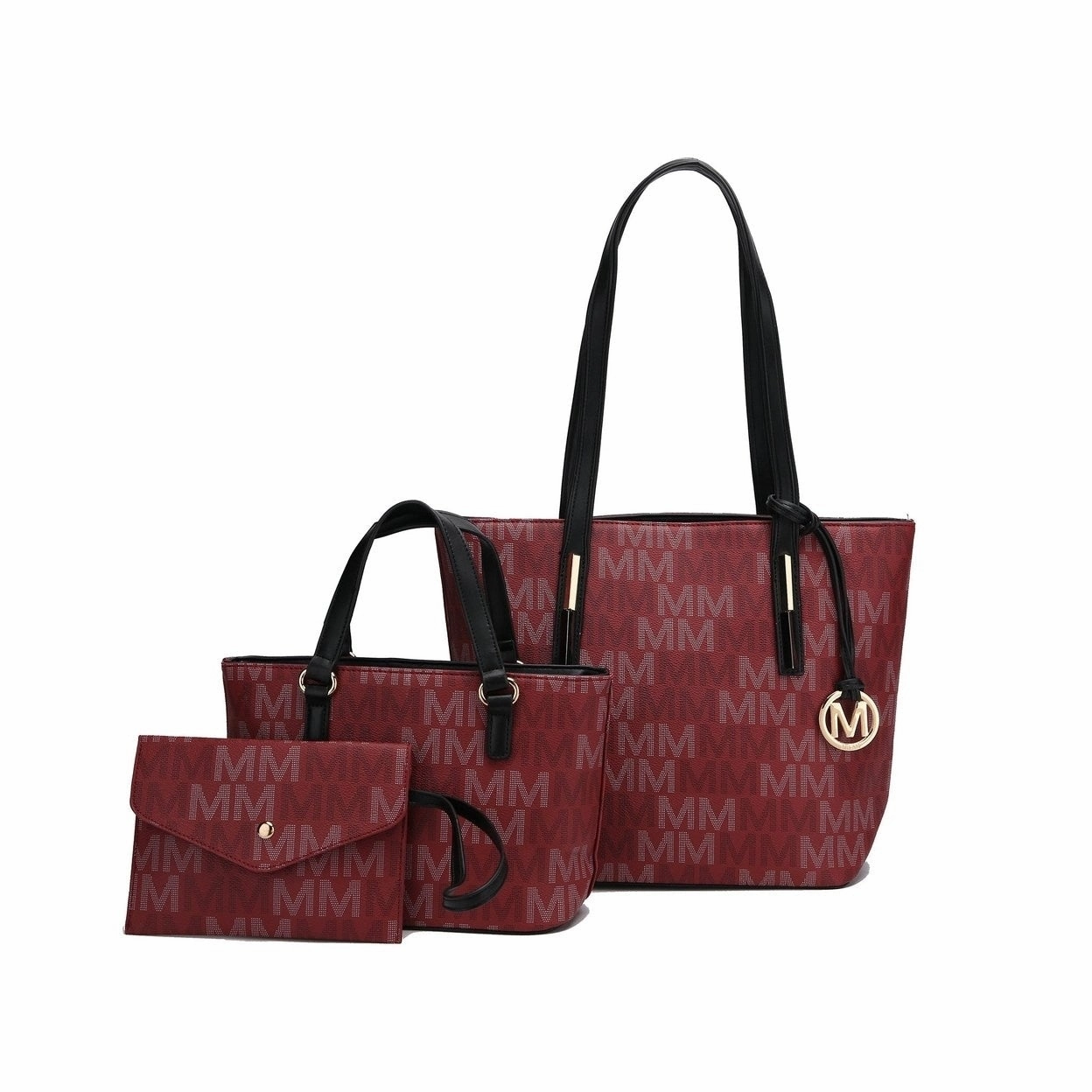 Mkfcollection Aylet Signature Tote Bag And Set Vegan Leather Designer Handbag