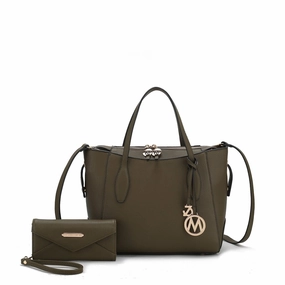 Mkfcollection Bruna Tote Bag And Wallet Set Vegan Leather Designer Handbag