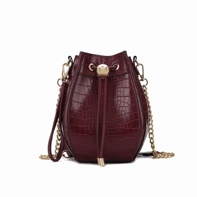 Mkfcollection Cassidy Embossed Bucket Bag Vegan Leather Designer Handbag