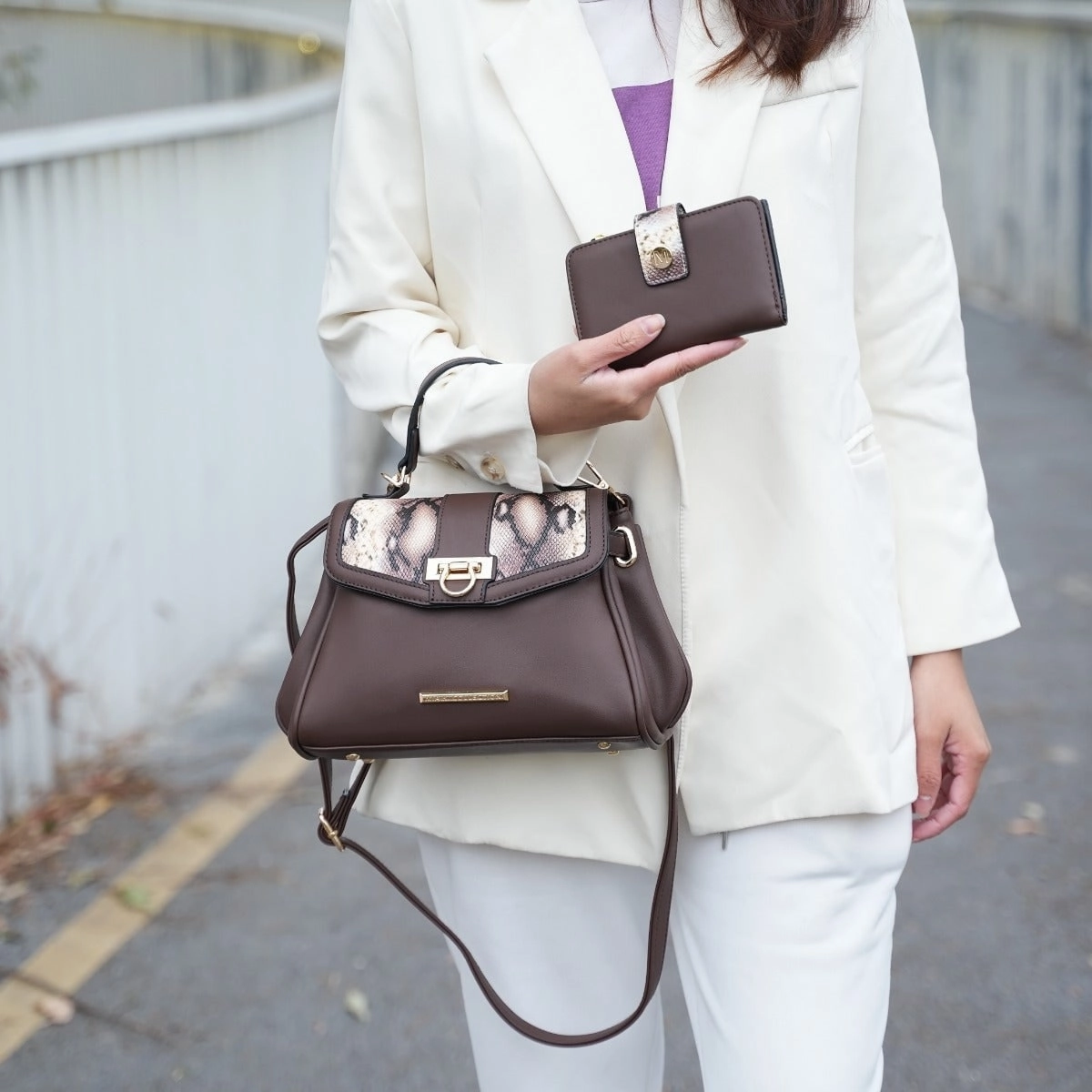 Mkfcollection Geny Shoulder Bag And Set Vegan Leather Designer Handbag