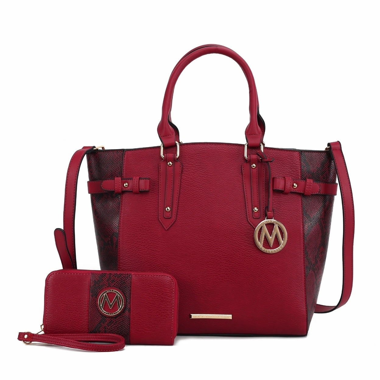 Mkfcollection Joelle Tote Bag With Wallet Vegan Leather Designer Handbag