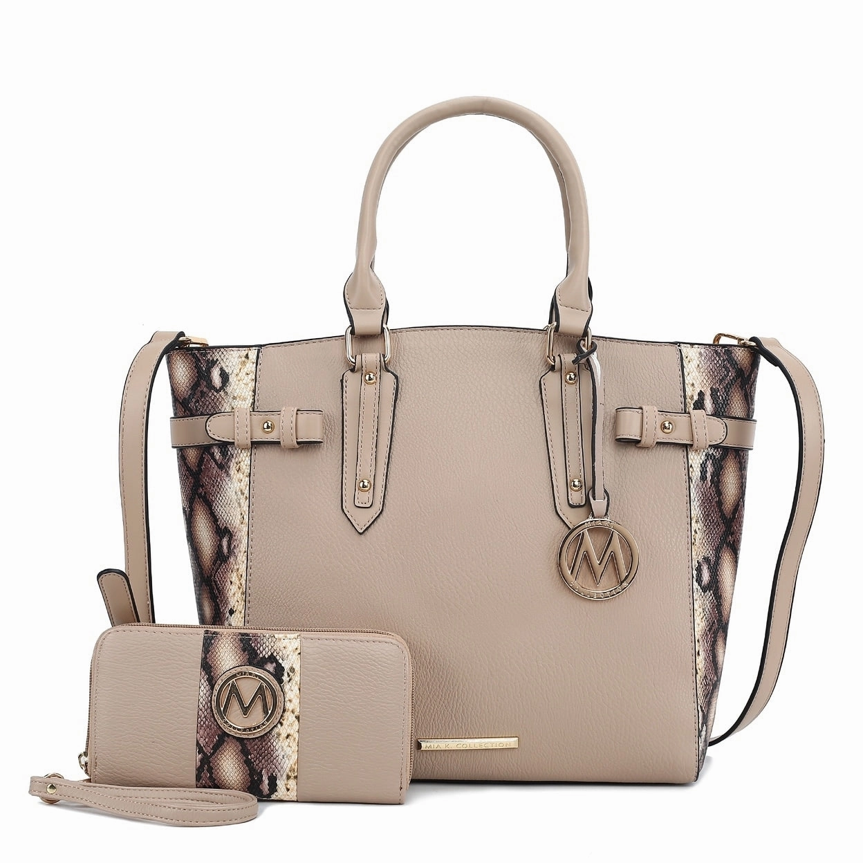 Mkfcollection Joelle Tote Bag With Wallet Vegan Leather Designer Handbag