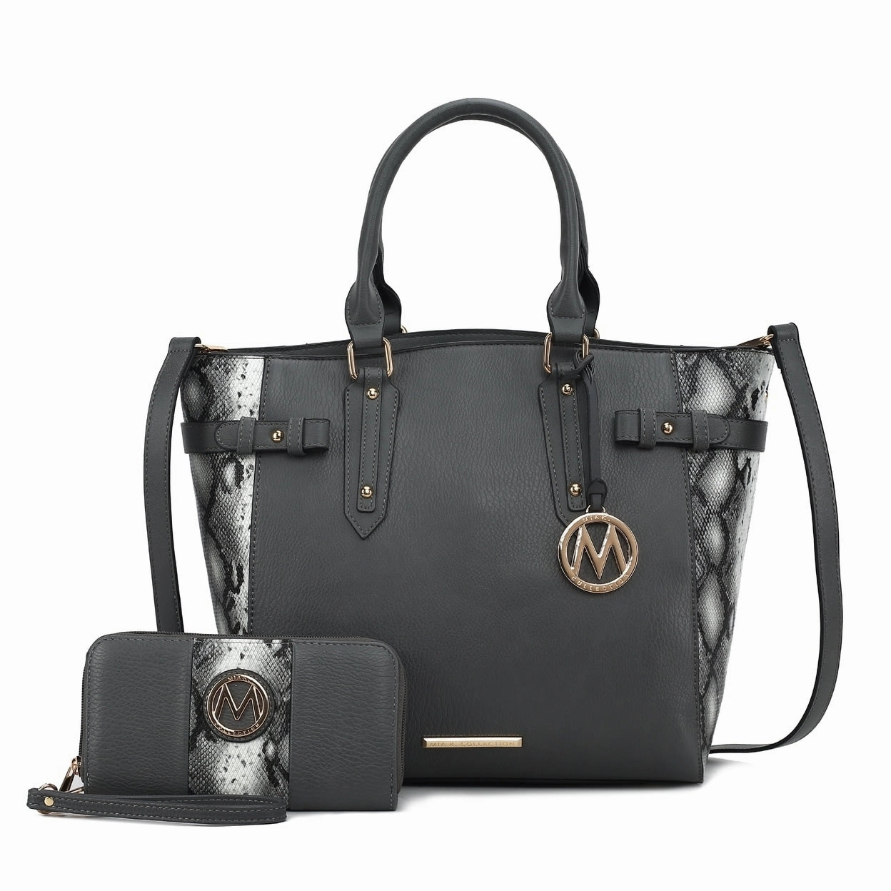 Mkfcollection Joelle Tote Bag With Wallet Vegan Leather Designer Handbag