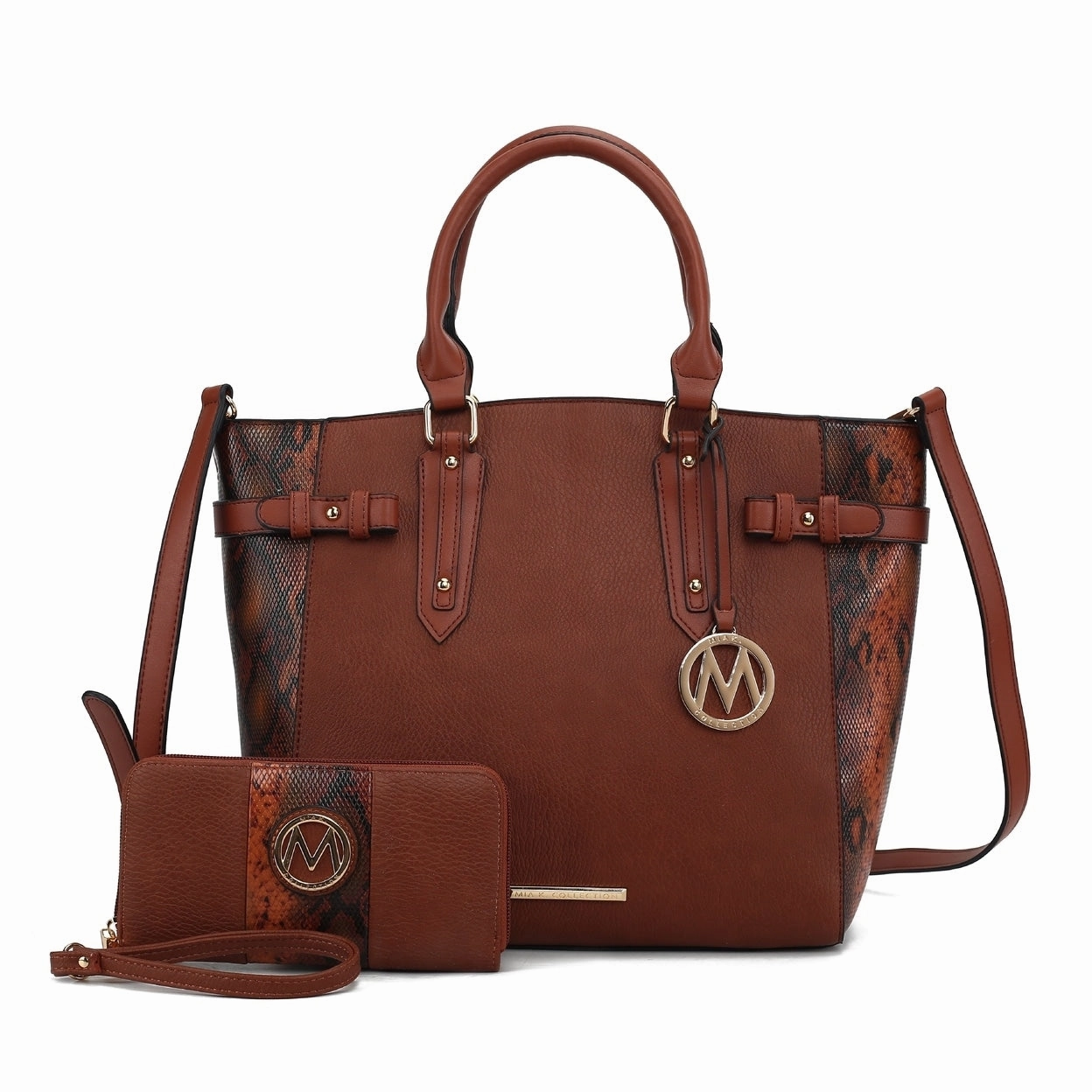 Mkfcollection Joelle Tote Bag With Wallet Vegan Leather Designer Handbag