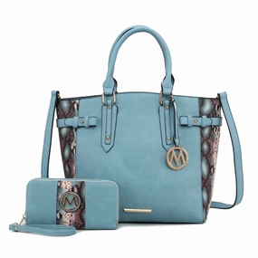 Mkfcollection Joelle Tote Bag With Wallet Vegan Leather Designer Handbag