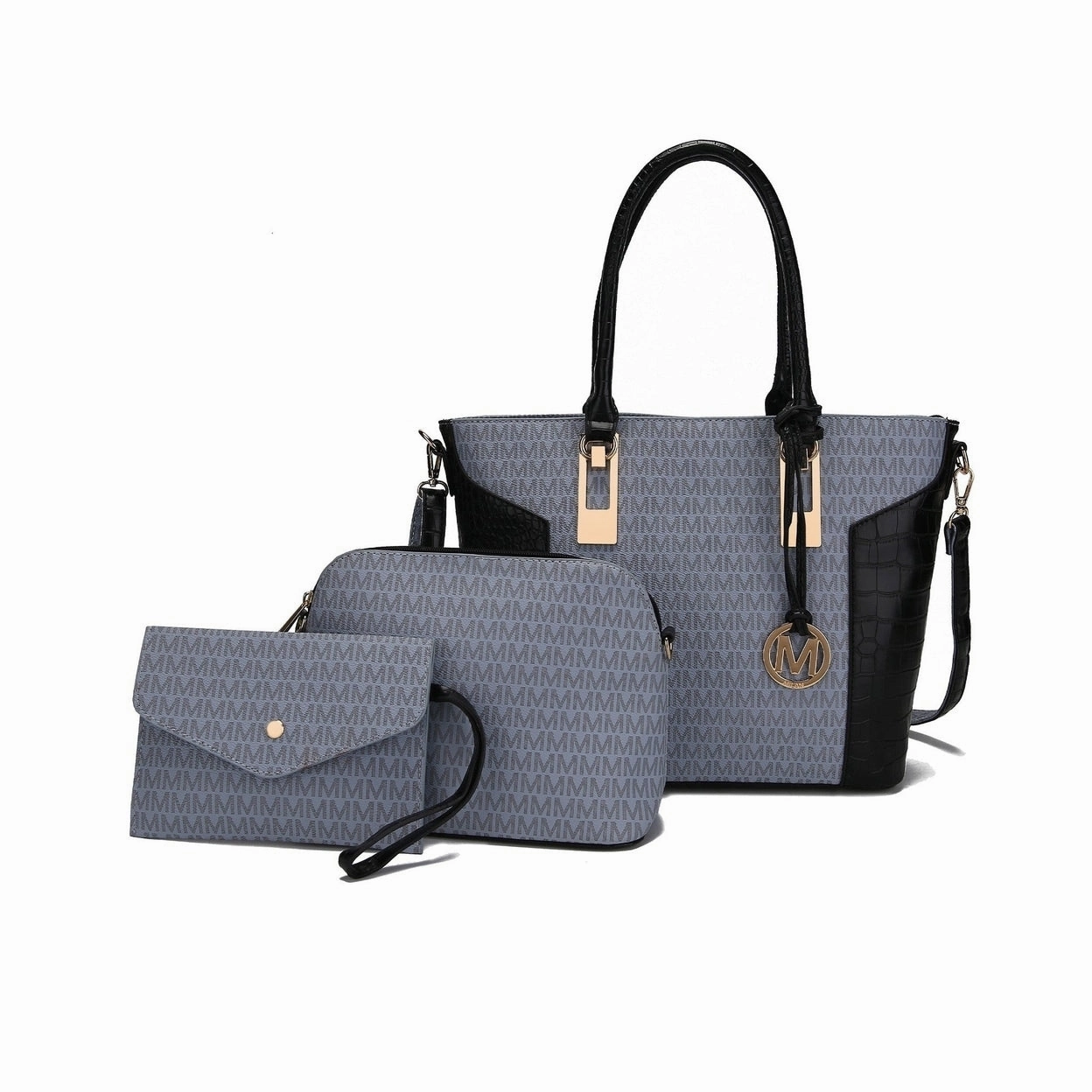 Mkfcollection Shonda Signature Tote Bag And Set Vegan Leather Designer Handbag