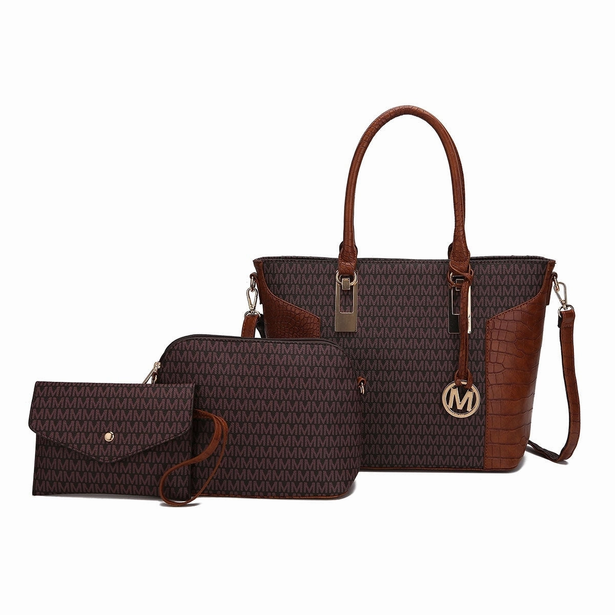 Mkfcollection Shonda Signature Tote Bag And Set Vegan Leather Designer Handbag