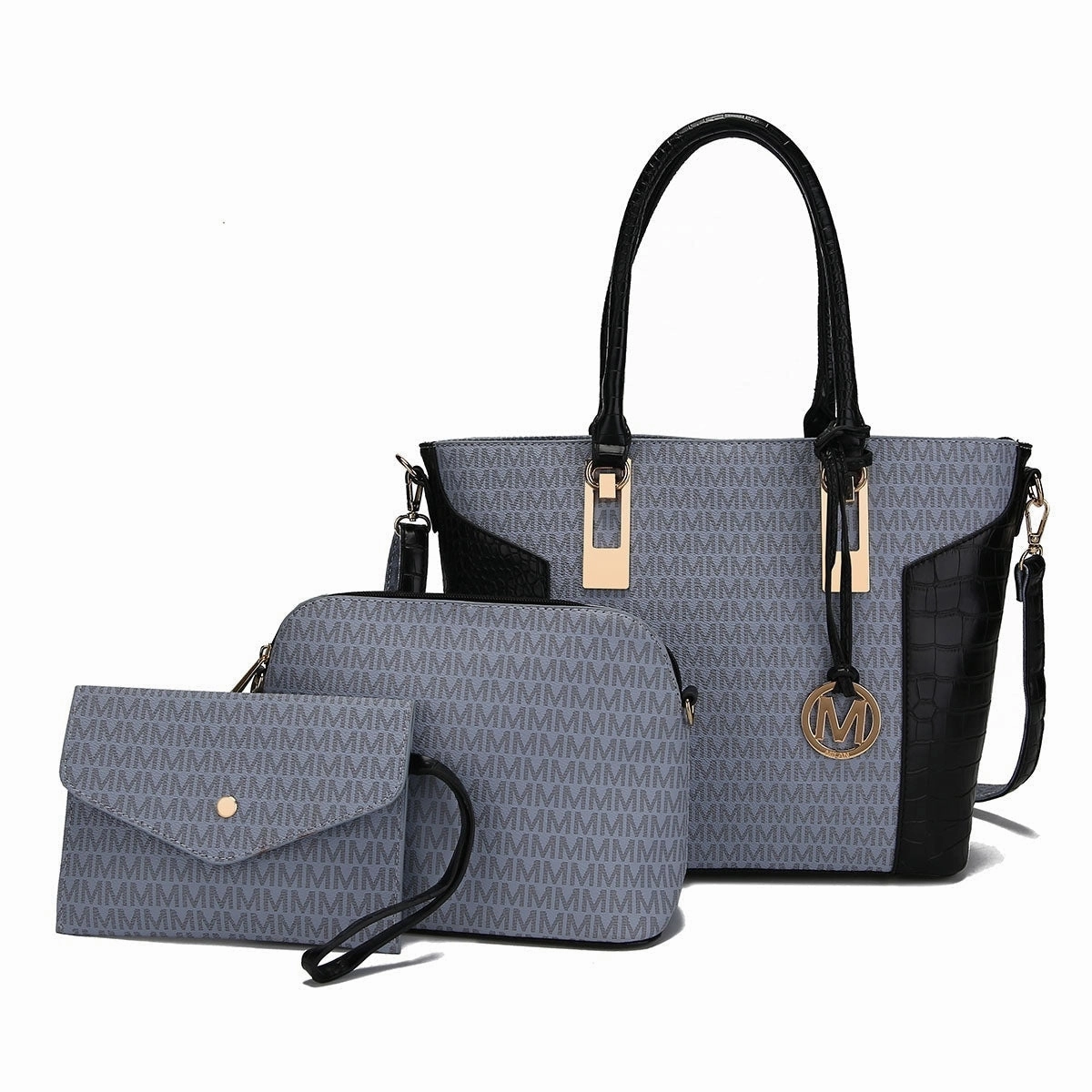 Mkfcollection Shonda Signature Tote Bag And Set Vegan Leather Designer Handbag