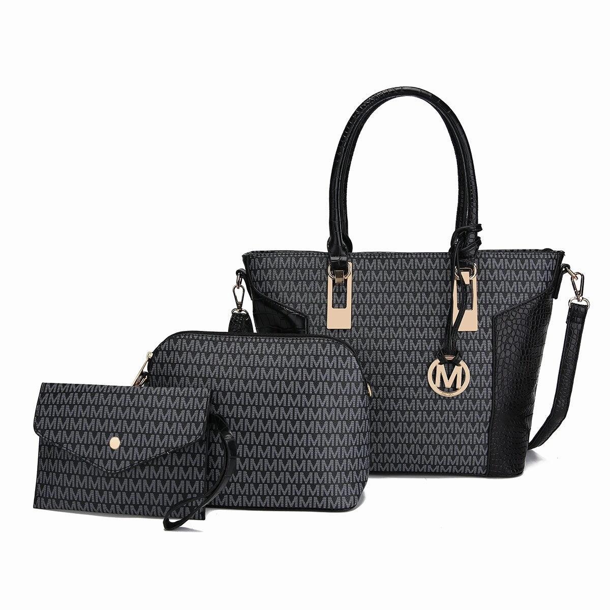 Mkfcollection Shonda Signature Tote Bag And Set Vegan Leather Designer Handbag
