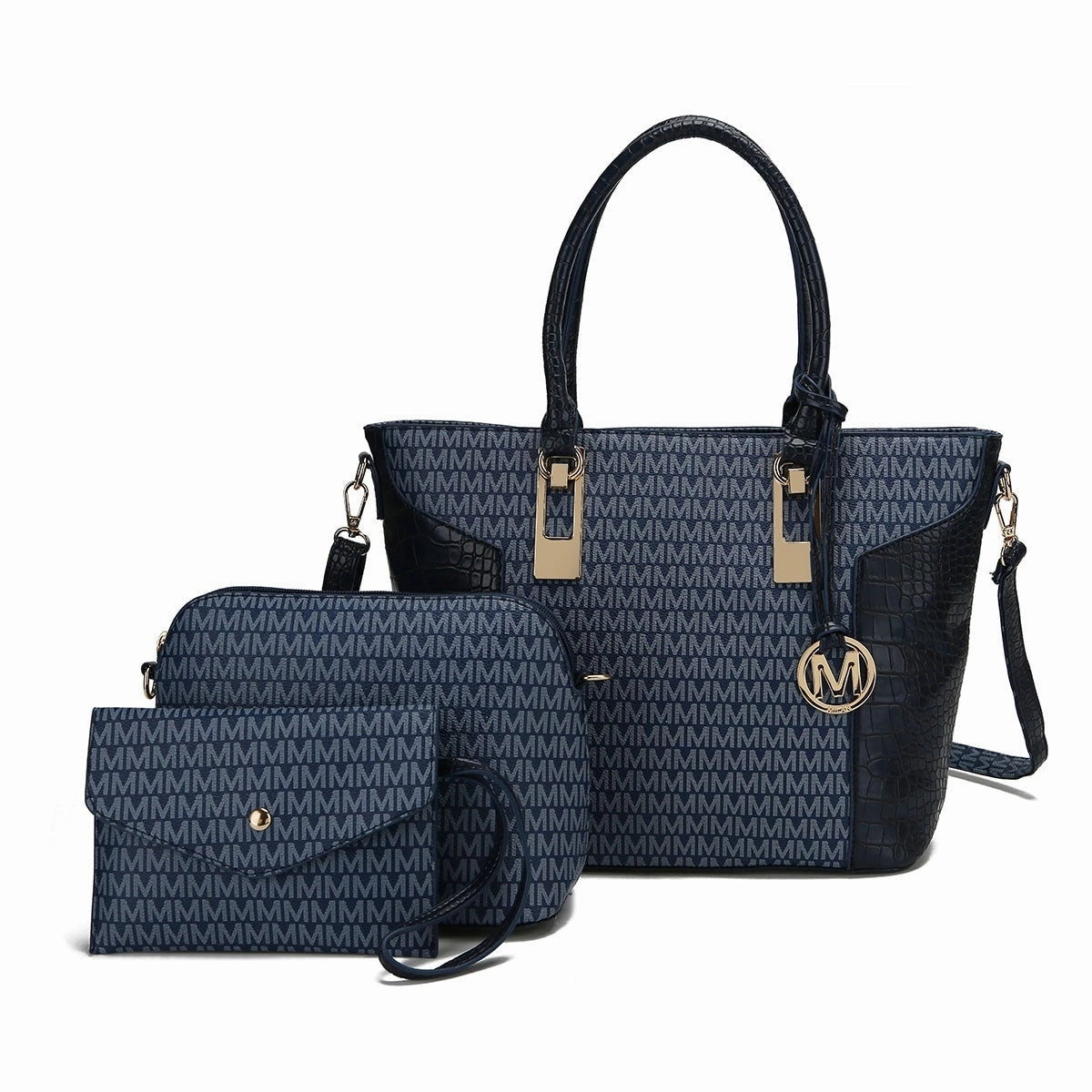 Mkfcollection Shonda Signature Tote Bag And Set Vegan Leather Designer Handbag